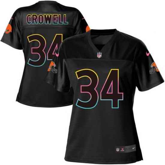 Nike Browns #34 Isaiah Crowell Black Womens NFL Fashion Game Jersey